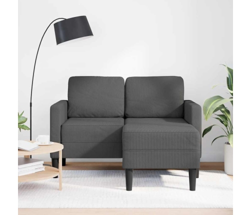 2-Vietīgs Dīvāns Ar Krēslu L-Veida Tumši Pelēks 125 Cm Veļa Vidaxl