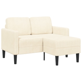 2-Vietīgs Dīvāns Ar L-Veida Krēmkrāsas Krēslu 125 Cm Veļa Vidaxl
