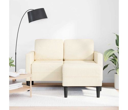 2-Vietīgs Dīvāns Ar L-Veida Krēmkrāsas Krēslu 125 Cm Veļa Vidaxl