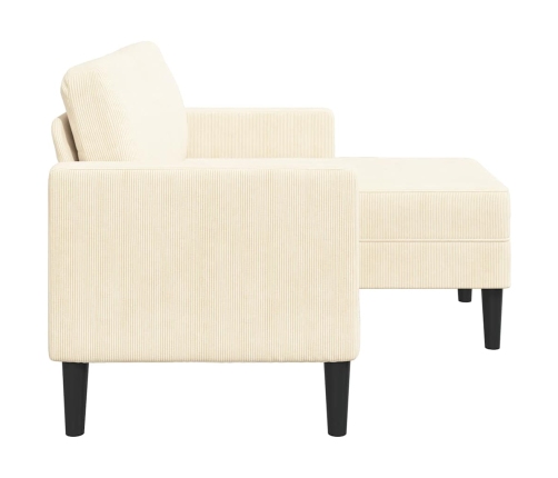2-Vietīgs Dīvāns Ar L-Veida Krēmkrāsas Krēslu 125 Cm Veļa Vidaxl