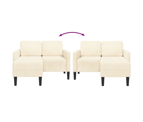 2-Vietīgs Dīvāns Ar L-Veida Krēmkrāsas Krēslu 125 Cm Veļa Vidaxl
