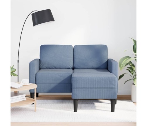 2-Vietīgs Dīvāns Ar Kušeti L-Veida Blue 125 Cm Lina Vidaxl