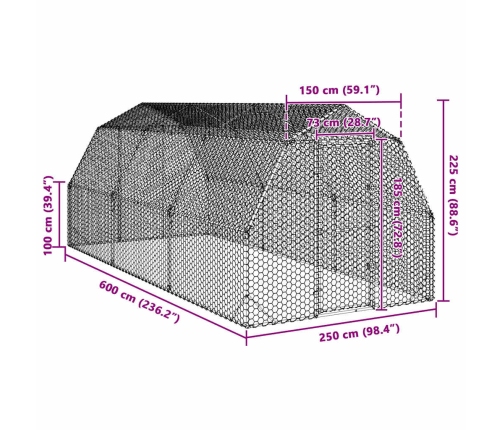 Vistas Skrējiens, 2,5X6X2,25 M, Cinkots Tērauds Vidaxl