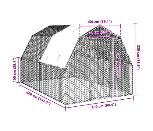Vistas Skrējiens Ar Jumtu, 2,5X4X2,25 M, Cinkots Tērauds Vidaxl