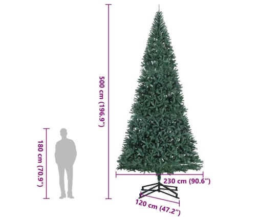 Mākslīgā Ziemassvētku Egle Ar Statīvu, Zaļa, 500 Cm, Pvc Vidaxl