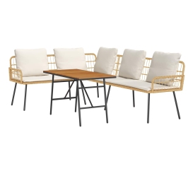2 Gabalu Dārza Dīvānu Komplekts Ar Spilveniem Dabīgā Poliratanā Vidaxl