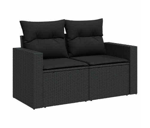 vidaXL 10-daļīgs dārza dīvāna komplekts, matrači, melna PE rotangpalma