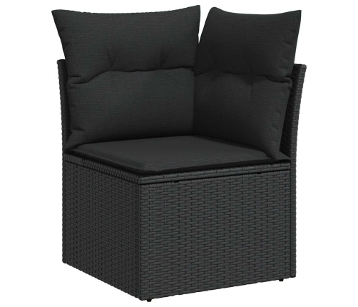 vidaXL 10-daļīgs dārza dīvāna komplekts, matrači, melna PE rotangpalma