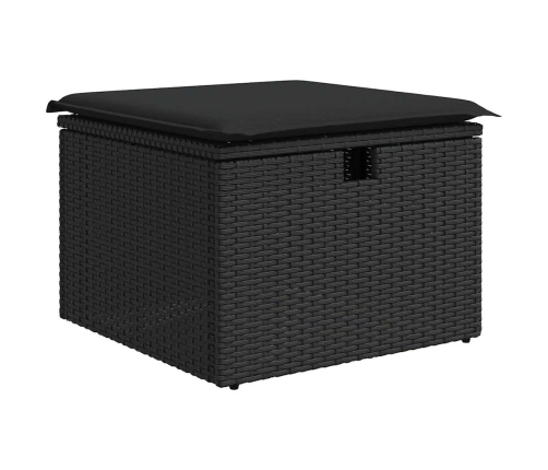 vidaXL 10-daļīgs dārza dīvāna komplekts, matrači, melna PE rotangpalma