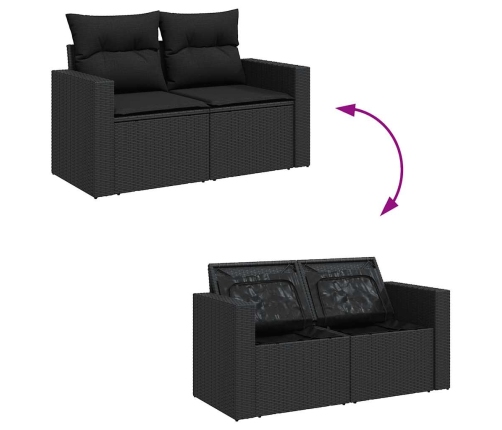 vidaXL 10-daļīgs dārza dīvāna komplekts, matrači, melna PE rotangpalma