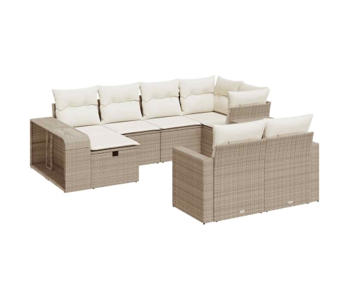 10-Daļīgs Dārza Dīvāna Komplekts, Matrači, Bēša Pe Rotangpalma Vidaxl