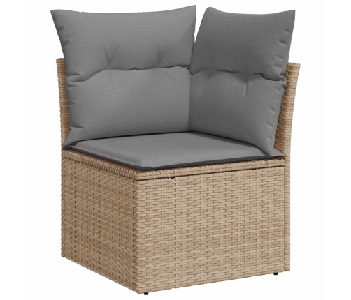 vidaXL 10-daļīgs dārza dīvāna komplekts, matrači, bēša PE rotangpalma