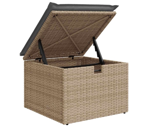 vidaXL 10-daļīgs dārza dīvāna komplekts, matrači, bēša PE rotangpalma