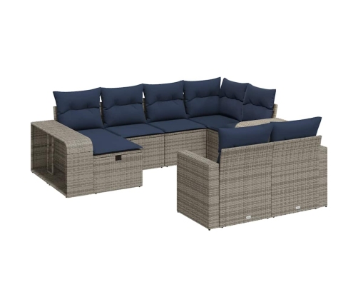 10-Daļīgs Dārza Dīvāna Komplekts Ar Matračiem, Pelēks Pe Pinums Vidaxl