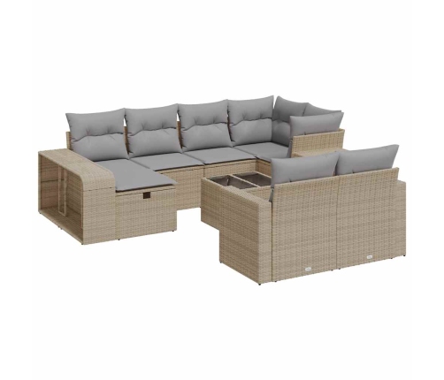 vidaXL 11-daļīgs dārza dīvāna komplekts, matrači, bēša PE rotangpalma