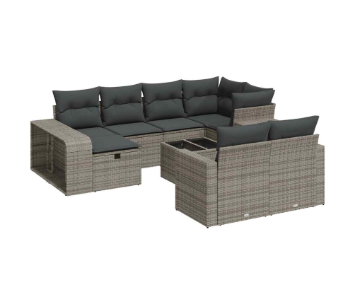 11-Daļīgs Dārza Dīvāna Komplekts Ar Matračiem, Pelēks Pe Pinums Vidaxl