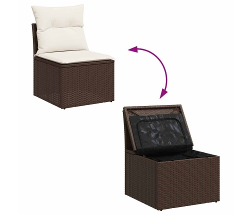 vidaXL 11-daļīgs dārza dīvāna komplekts, matrači, brūna PE rotangpalma