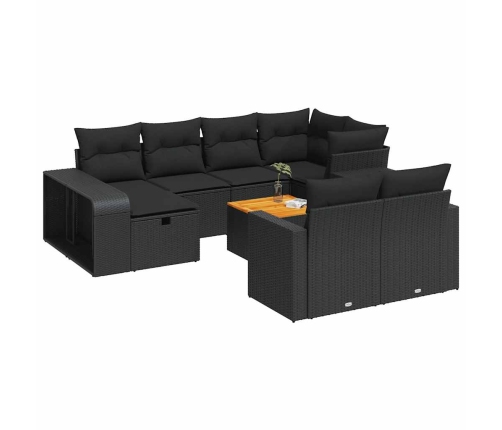 vidaXL 11-daļīgs dārza dīvāna komplekts, matrači, melna PE rotangpalma
