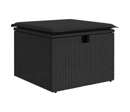 vidaXL 11-daļīgs dārza dīvāna komplekts, matrači, melna PE rotangpalma