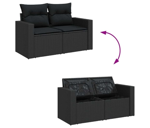 vidaXL 11-daļīgs dārza dīvāna komplekts, matrači, melna PE rotangpalma