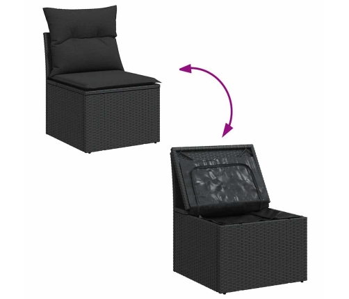 vidaXL 11-daļīgs dārza dīvāna komplekts, matrači, melna PE rotangpalma