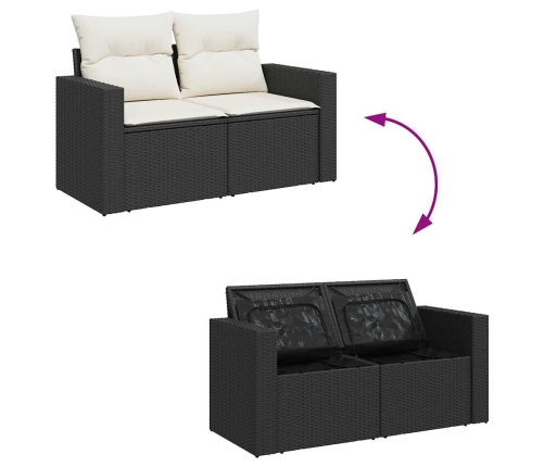 vidaXL 11-daļīgs dārza dīvāna komplekts, matrači, melna PE rotangpalma