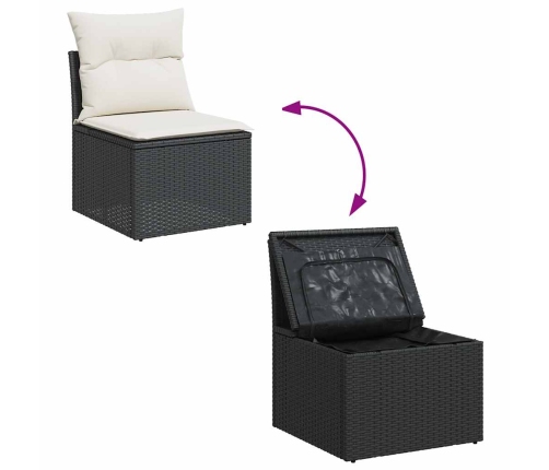 vidaXL 11-daļīgs dārza dīvāna komplekts, matrači, melna PE rotangpalma