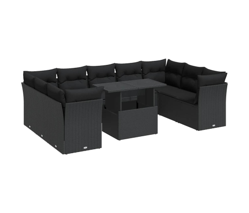 10-Daļīgs Dārza Dīvāna Komplekts, Matrači, Melna Pe Rotangpalma Vidaxl