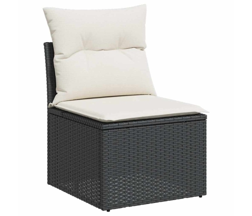 vidaXL 10-daļīgs dārza dīvāna komplekts, matrači, melna PE rotangpalma