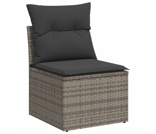 10-Daļīgs Dārza Dīvāna Komplekts Ar Matračiem, Pelēks Pe Pinums Vidaxl