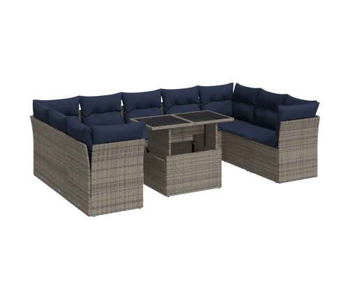 10-Daļīgs Dārza Dīvāna Komplekts Matrači Pelēka Pe Rotangpalma Vidaxl