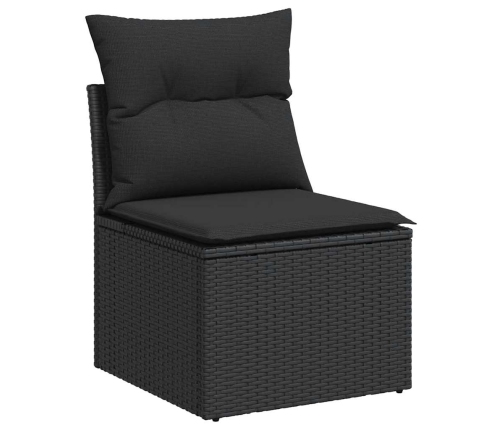 vidaXL 11-daļīgs dārza dīvāna komplekts, matrači, melna PE rotangpalma