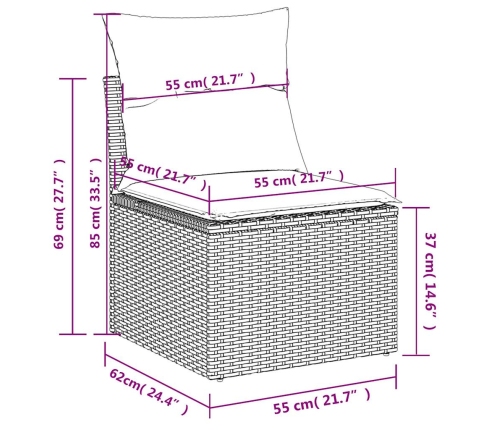 vidaXL 11-daļīgs dārza dīvāna komplekts, matrači, bēša PE rotangpalma