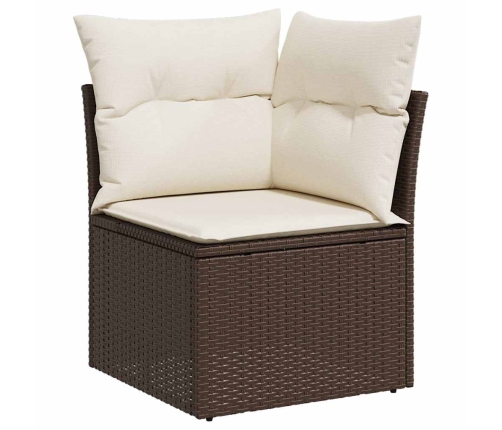 vidaXL 11-daļīgs dārza dīvāna komplekts, matrači, brūna PE rotangpalma