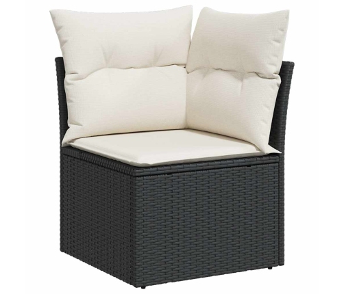 vidaXL 10-daļīgs dārza dīvāna komplekts, matrači, melna PE rotangpalma