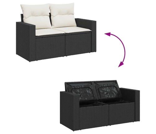 vidaXL 10-daļīgs dārza dīvāna komplekts, matrači, melna PE rotangpalma