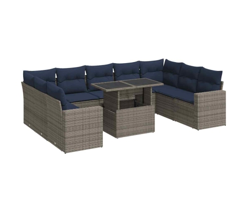 10-Daļīgs Dārza Dīvāna Komplekts Matrači Pelēka Pe Rotangpalma Vidaxl