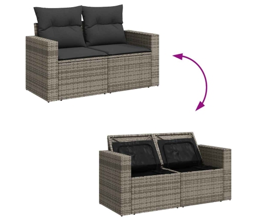 11-Daļīgs Dārza Dīvāna Komplekts Ar Matračiem, Pelēks Pe Pinums Vidaxl