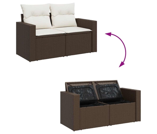 vidaXL 11-daļīgs dārza dīvāna komplekts, matrači, brūna PE rotangpalma