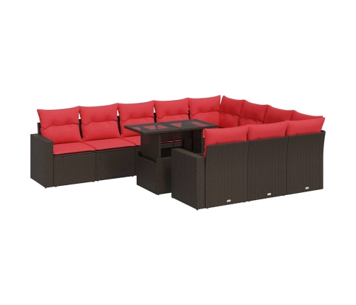 11-Daļīgs Dārza Dīvāna Komplekts Ar Matračiem, Pelēks Pe Pinums Vidaxl