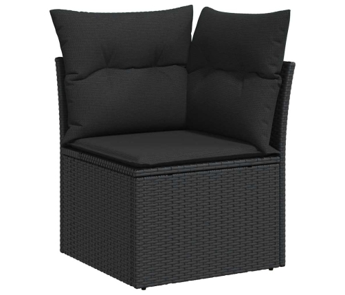 vidaXL 10-daļīgs dārza dīvāna komplekts, matrači, melna PE rotangpalma