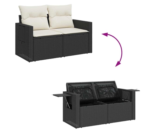 vidaXL 10-daļīgs dārza dīvāna komplekts, matrači, melna PE rotangpalma