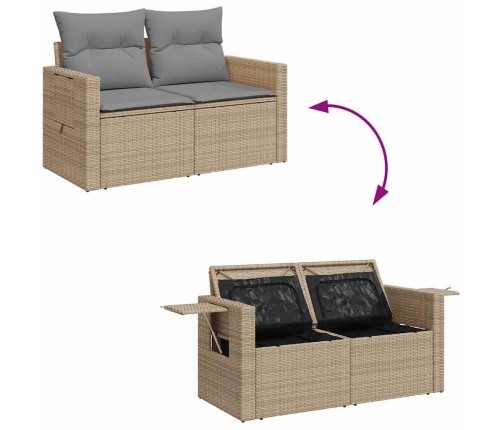 vidaXL 10-daļīgs dārza dīvāna komplekts, matrači, bēša PE rotangpalma