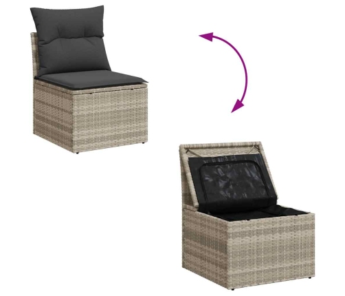 vidaXL 10-daļīgs dārza dīvāna komplekts ar matračiem, pelēka PE pinums