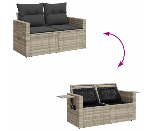 vidaXL 10-daļīgs dārza dīvāna komplekts ar matračiem, pelēka PE pinums