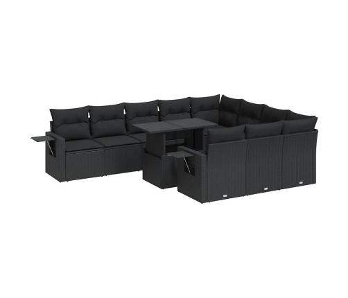 11-Daļīgs Dārza Dīvāna Komplekts, Matrači, Melna Pe Rotangpalma Vidaxl