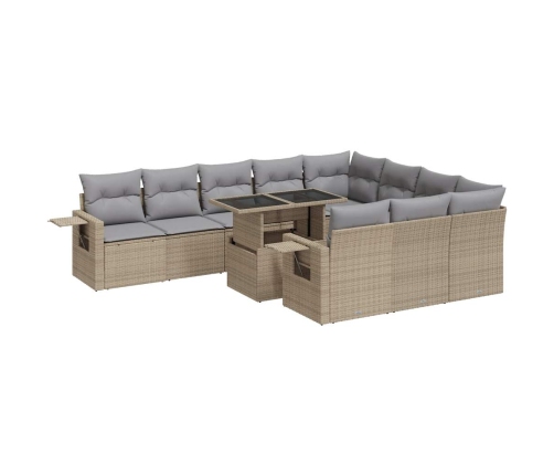 11-Daļīgs Dārza Dīvāna Komplekts, Matrači, Bēša Pe Rotangpalma Vidaxl