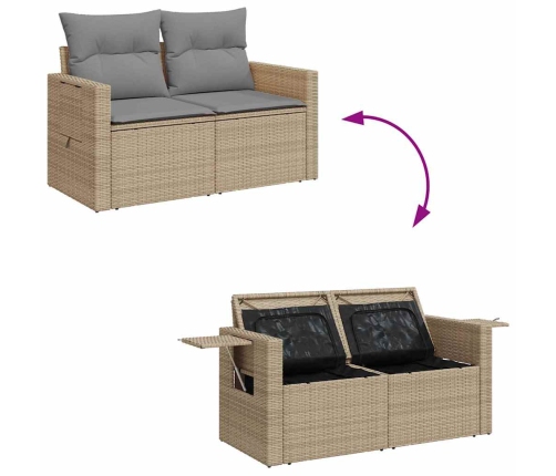 11-Daļīgs Dārza Dīvāna Komplekts, Matrači, Bēša Pe Rotangpalma Vidaxl