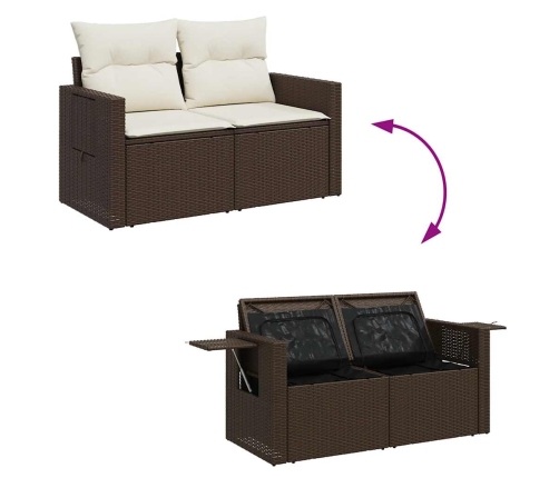 vidaXL 11-daļīgs dārza dīvāna komplekts, matrači, brūna PE rotangpalma