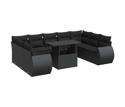 10-Daļīgs Dārza Dīvāna Komplekts, Matrači, Melna Pe Rotangpalma Vidaxl
